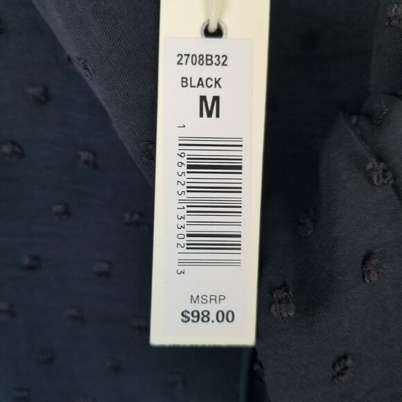 NEW Max Studio Black Neck P Bow Blouse Bishop Sleeves Size M $98 Retail - Picture 8 of 14